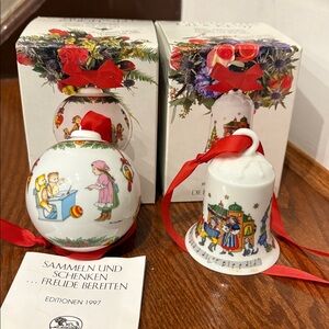 Hutschenreuther 1997 Holiday ball bell Ornament set limited edition porcelain